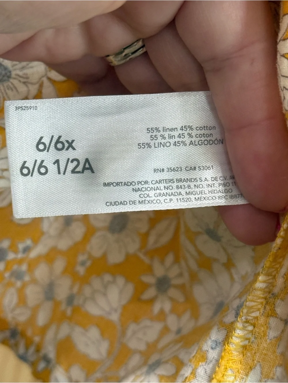 Carters Girls Yellow White Floral Ruffle Strap Sundress